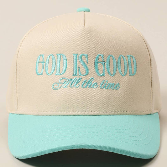 God Is Good All The Time Embroidery Trucker Hat