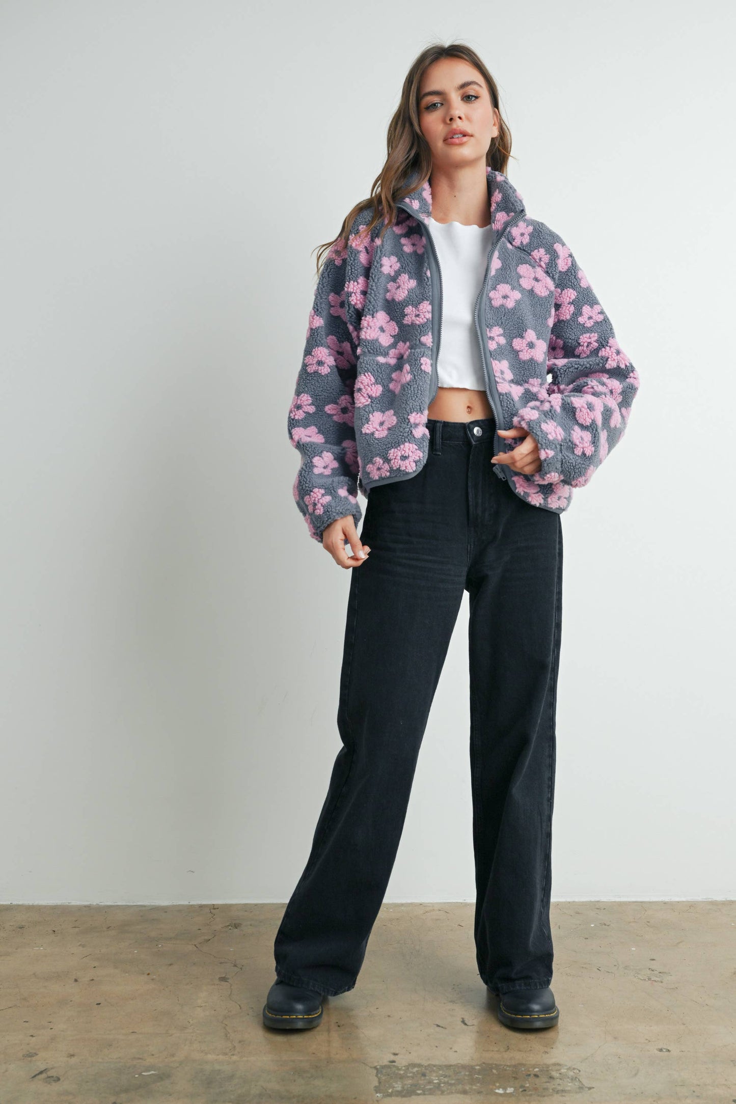 Daisy Flower Pattern Fleece Sherpa