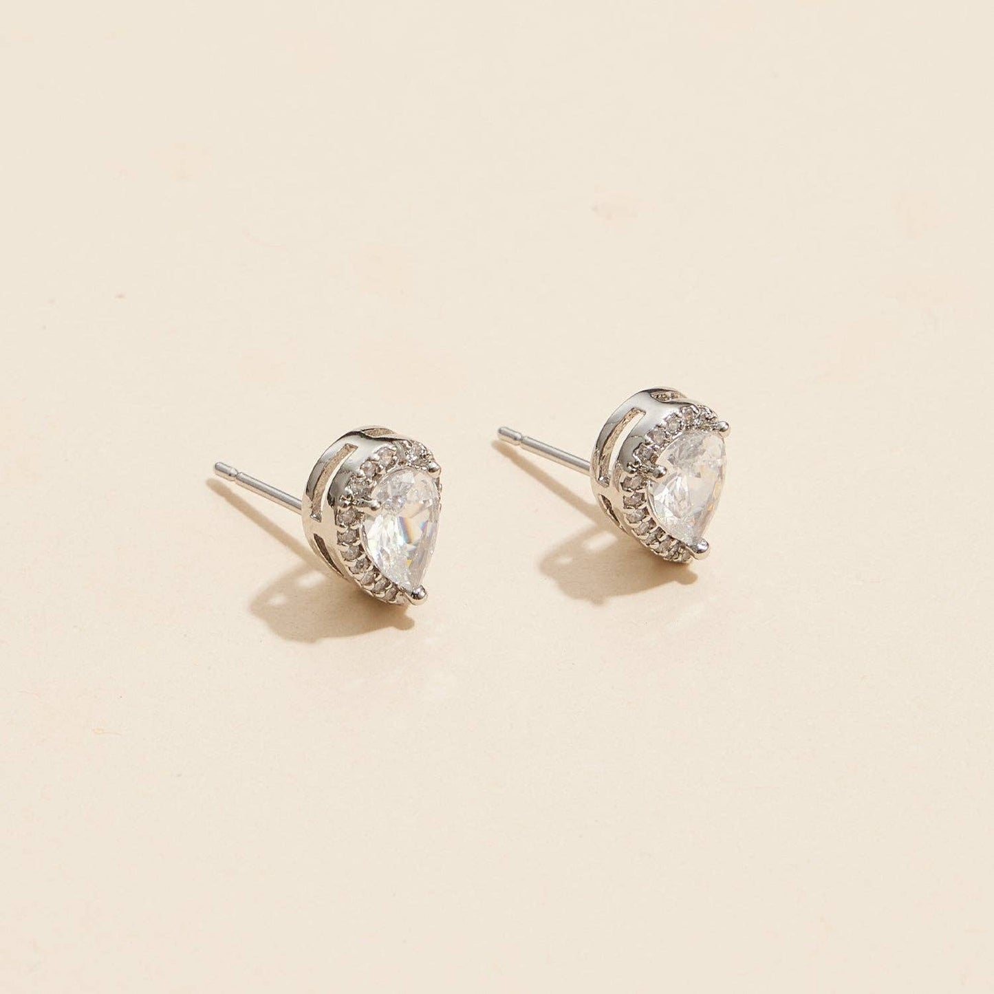 Pear-Shaped Cubic Zirconia Stud Earrings