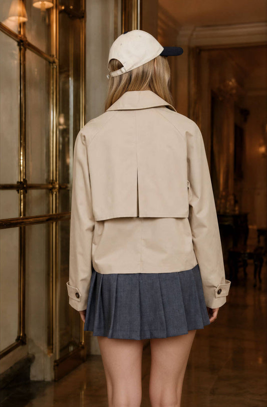 Notch Collar Cropped Trench Jacket