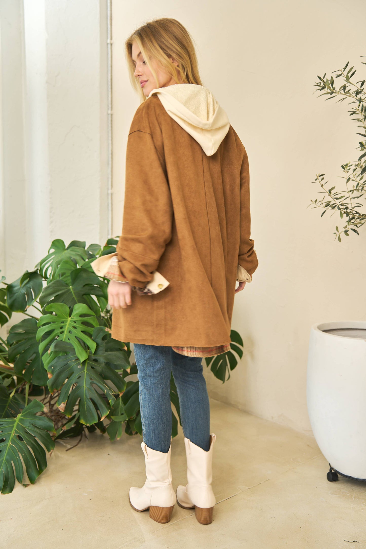 SOLID BUTTON DOWN SIDE POCKETS LOOSE FIT COAT