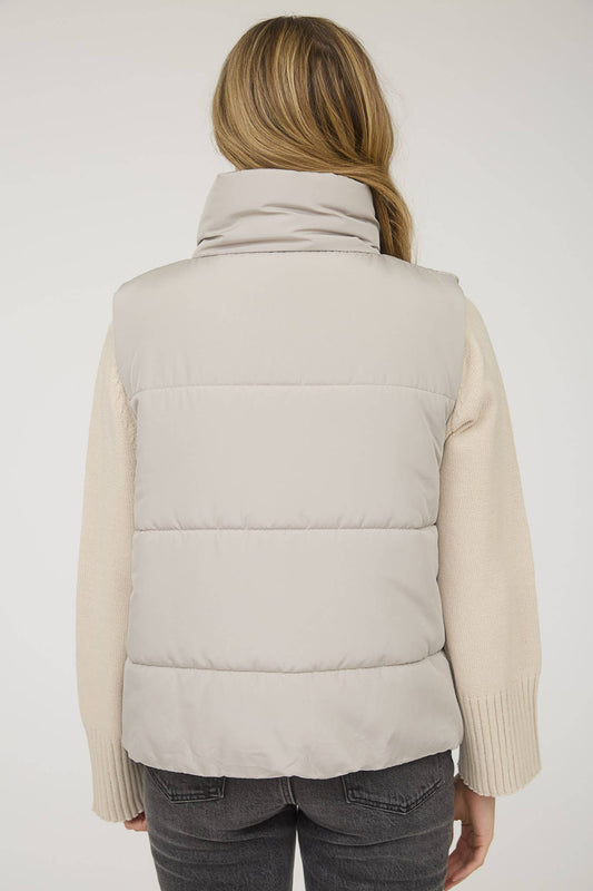 Solid Zip Up Puffer Vest