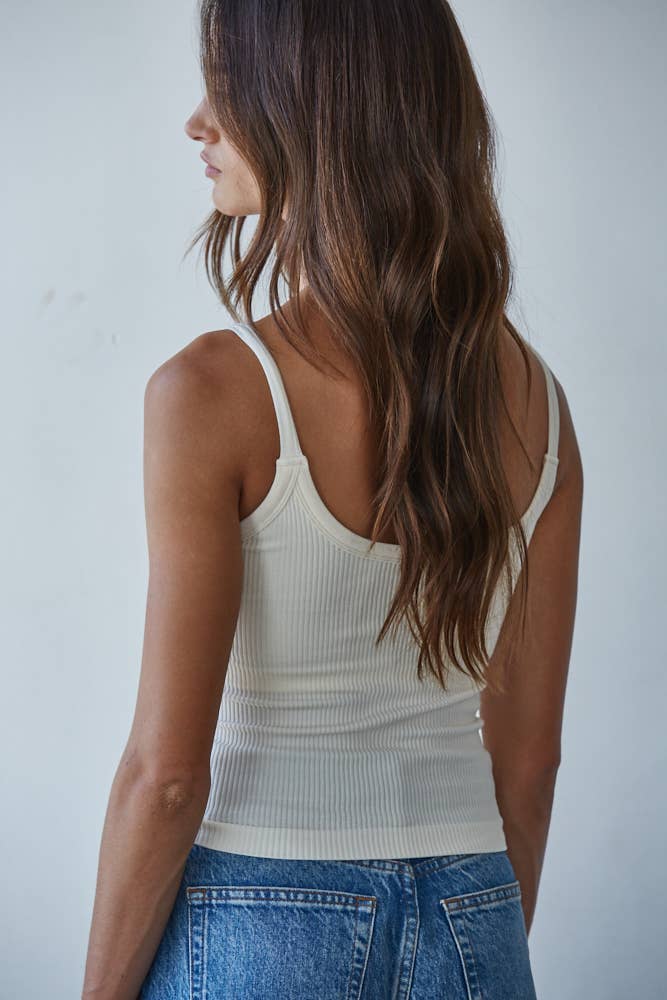 Seamless Ribbed Tank with Inner Padded Lining