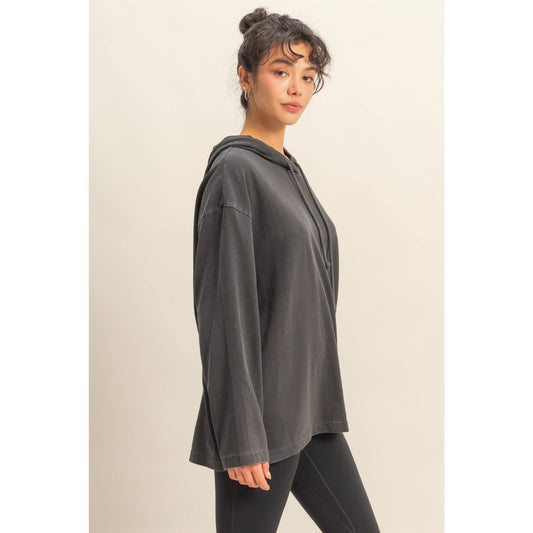Oversized Hooded Long-Sleeve Top