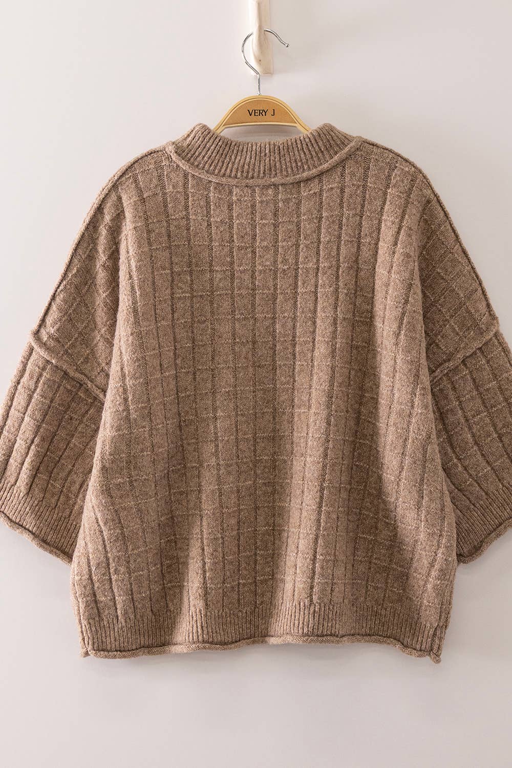 Cropped Length Ribbed Knit Sweater