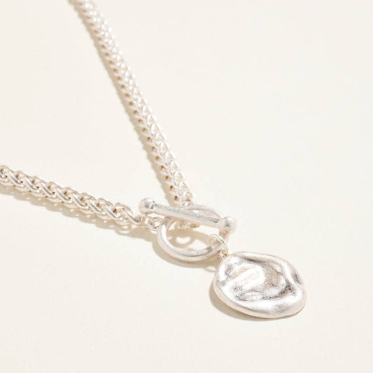 Wheat Chain Disk Pendant Necklace