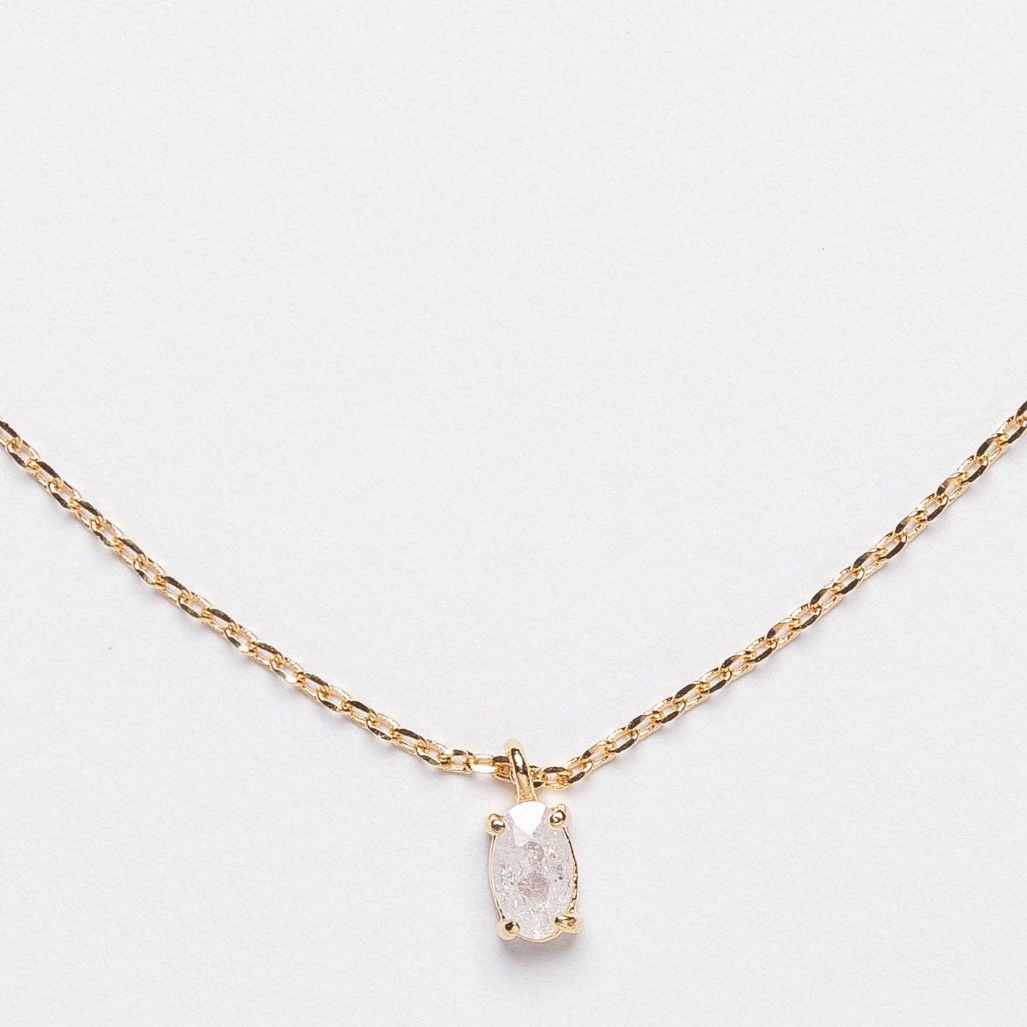 Necklace with Natural Stone Prong Pendant