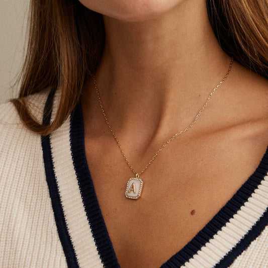 Initial Shell Charm Necklace Assorted