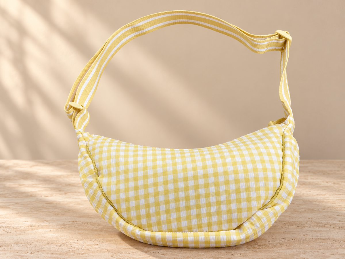 Half Moon Gingham Crossbody Bag