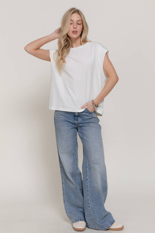 Sleeveless Round Neck Garment Dye T-Shirt
