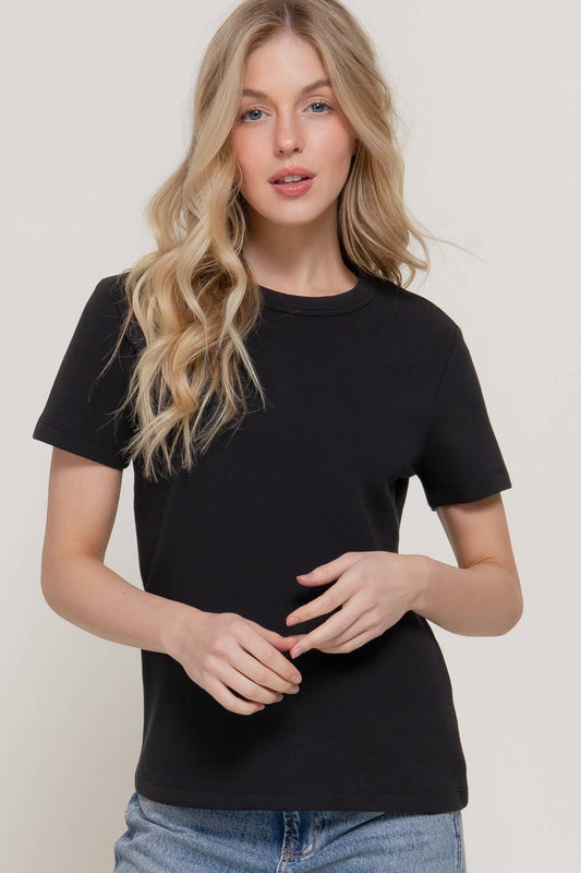 Short Sleeve Round Neck Soft Knit Jersey Top