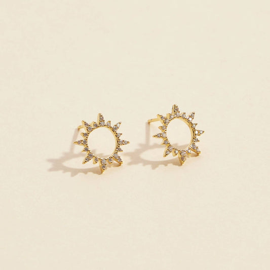 Sunburst Gold Dip Stud Earrings