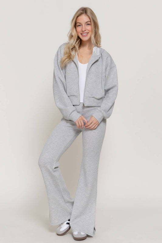 Flare Soft Modal Scuba Pants with Waistband & Bottom Slits