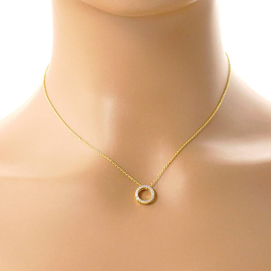 Gold-Dipped Rhinestone Ring Necklace