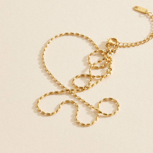 Oval Beads Linked 18K Gold Dip Stainless Steel Necklace: Gold