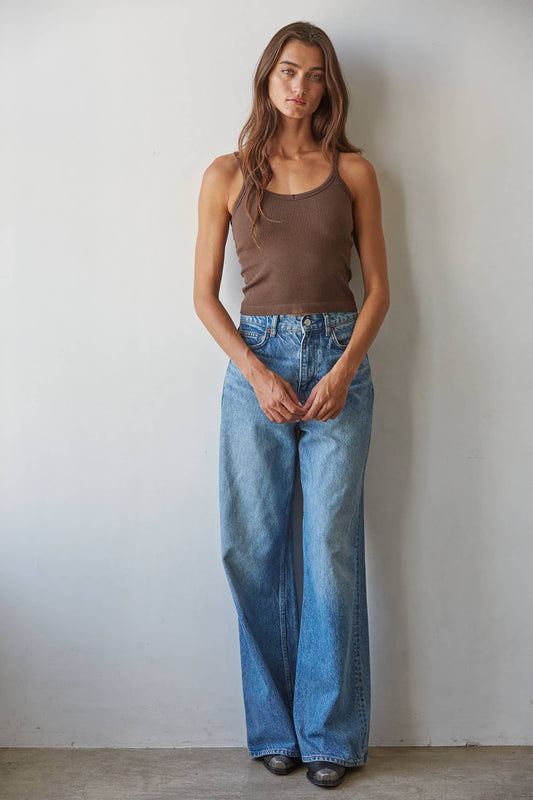 Seamless Ribbed Tank with Inner Padded Lining