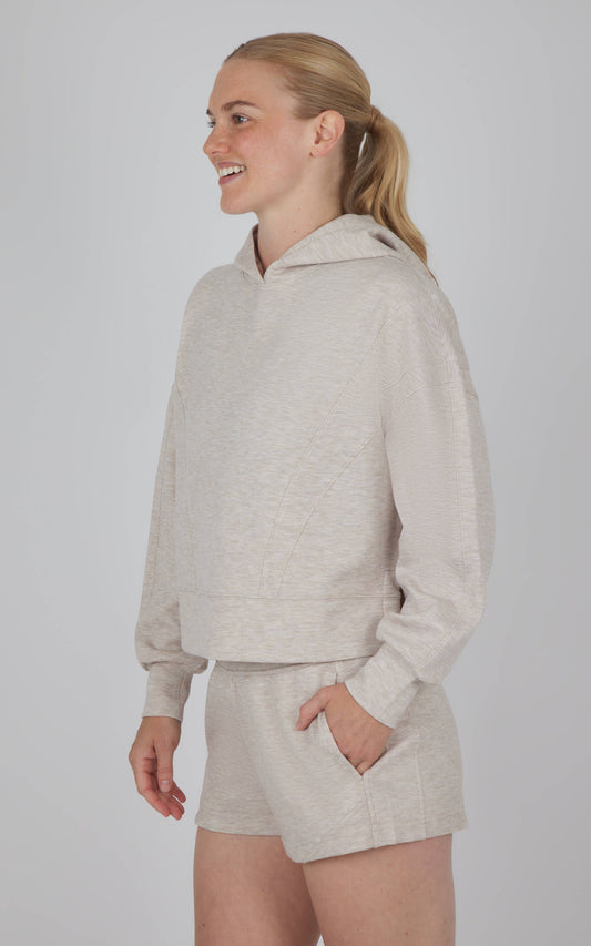Women's Scuba Hoodie with Seam Details and Shorts - Set