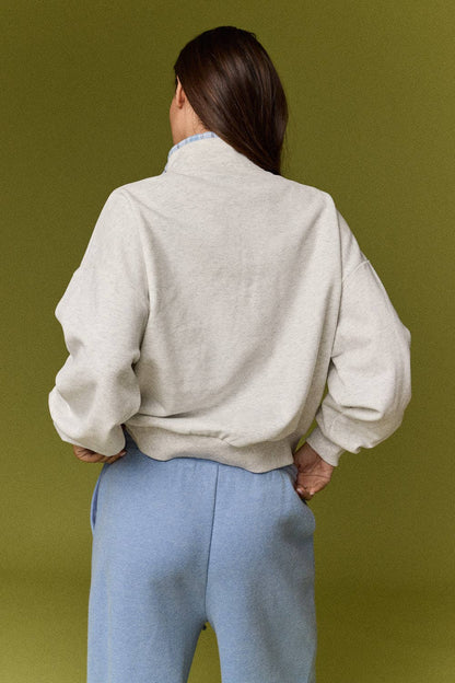 Caroline Plaid Trim Quarter Zip Pullover