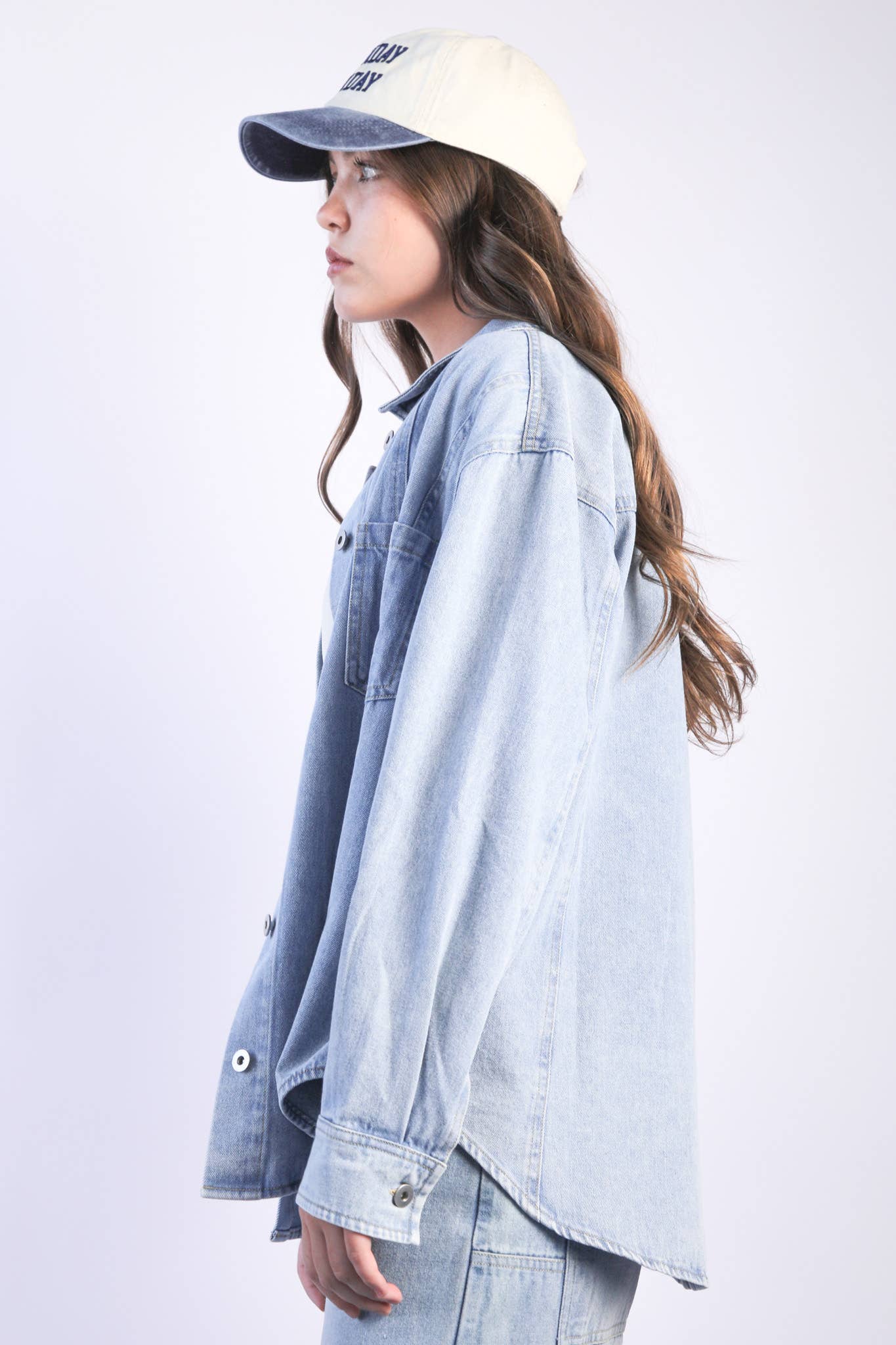 Oversized Washed Denim Shirt Top