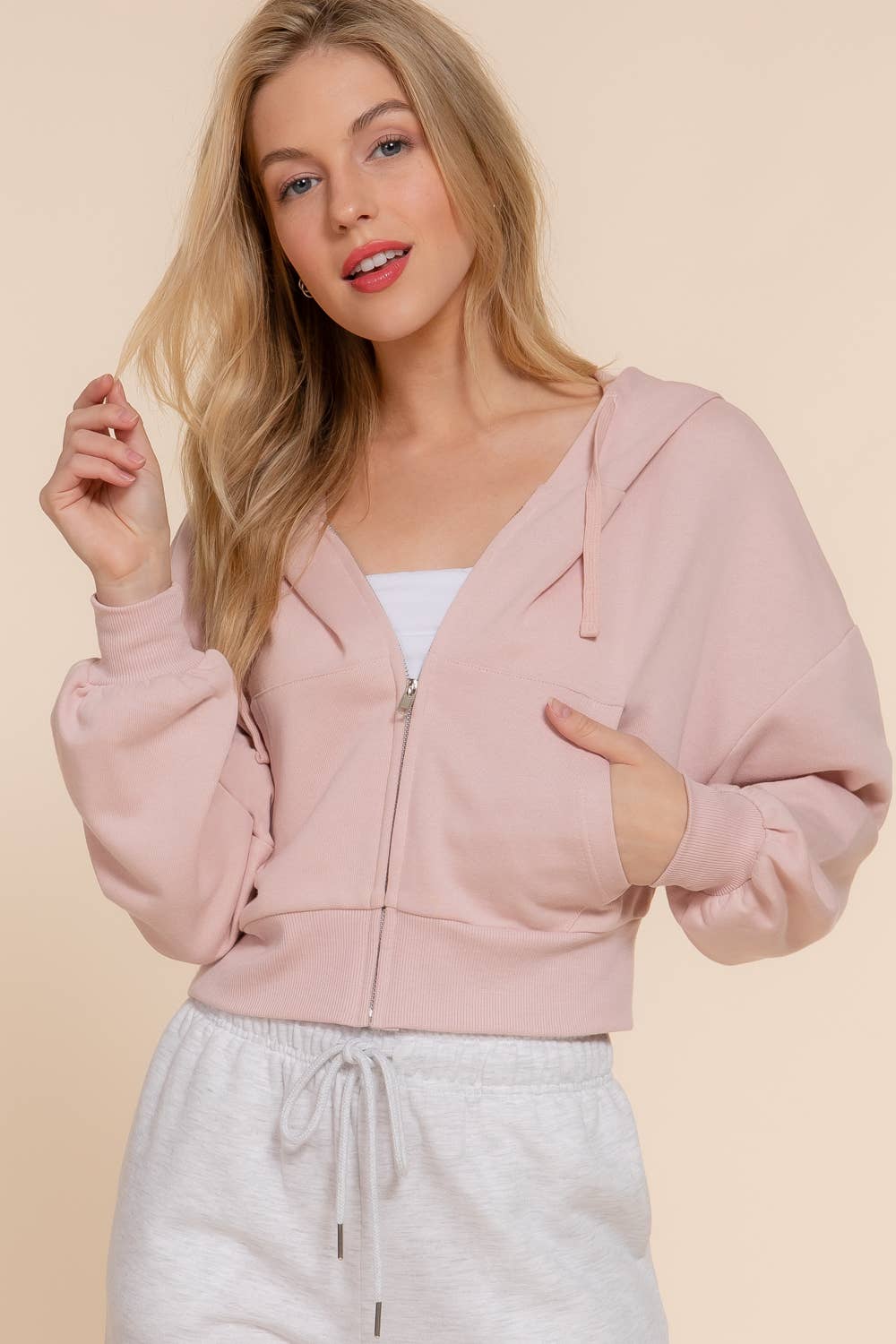 Long Sleeve Hoodie French Terry Zip Up Jacket