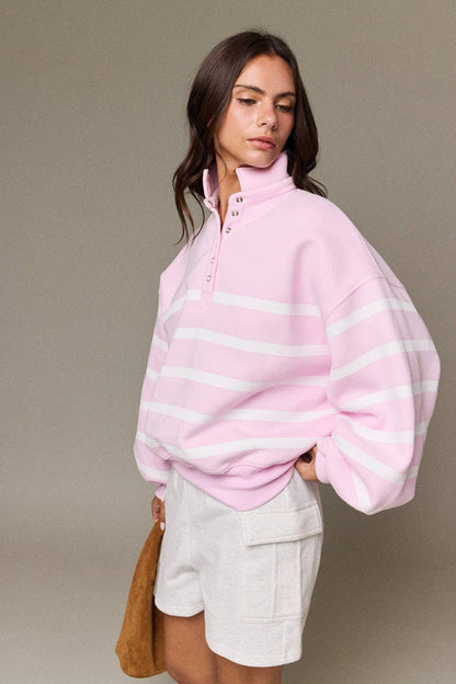 Addison Striped Snap Button Pullover
