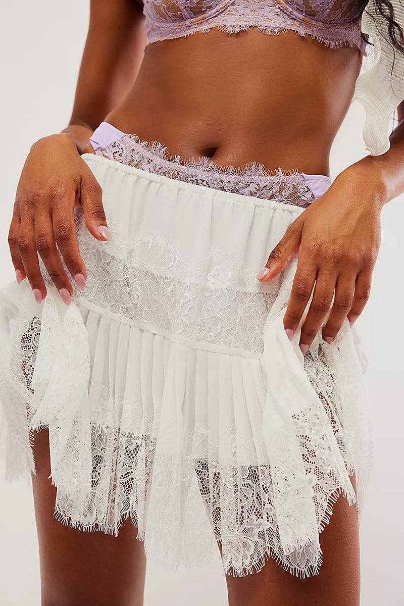 Lace Tiered Mini Skirt