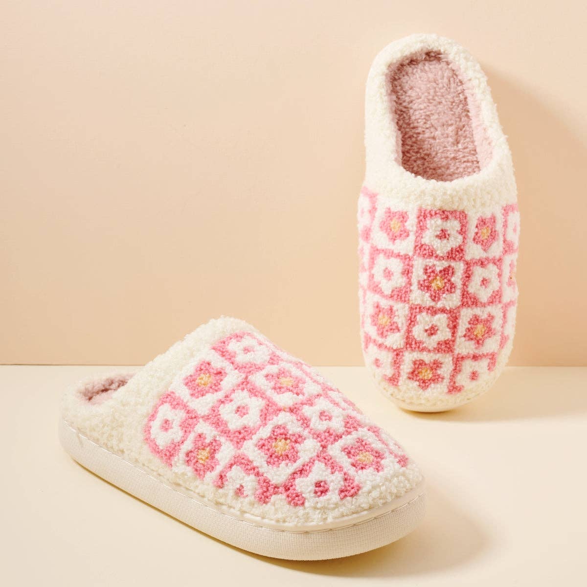 Stylish Flower Color-Block Home Slippers