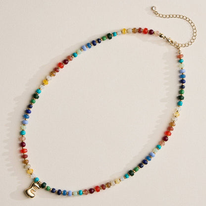 Vibrant Beaded Necklaces with Gold Initial Charm