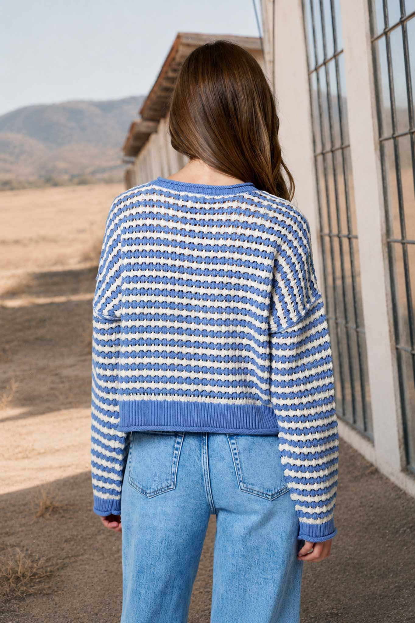 Textured Stripe Crochet Cardigan