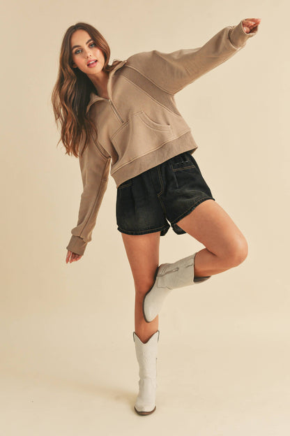 Dove Funnel Neck Half Zip