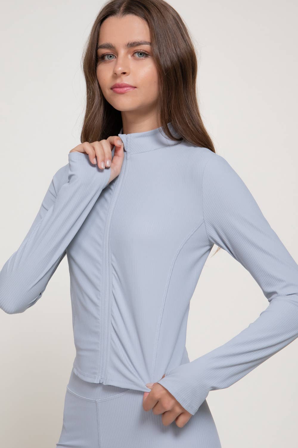Long Sleeve Workout Jacket with Side Seam Detail
