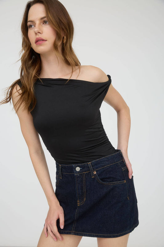 Asymmetrical Off The Shoulder Knit Top