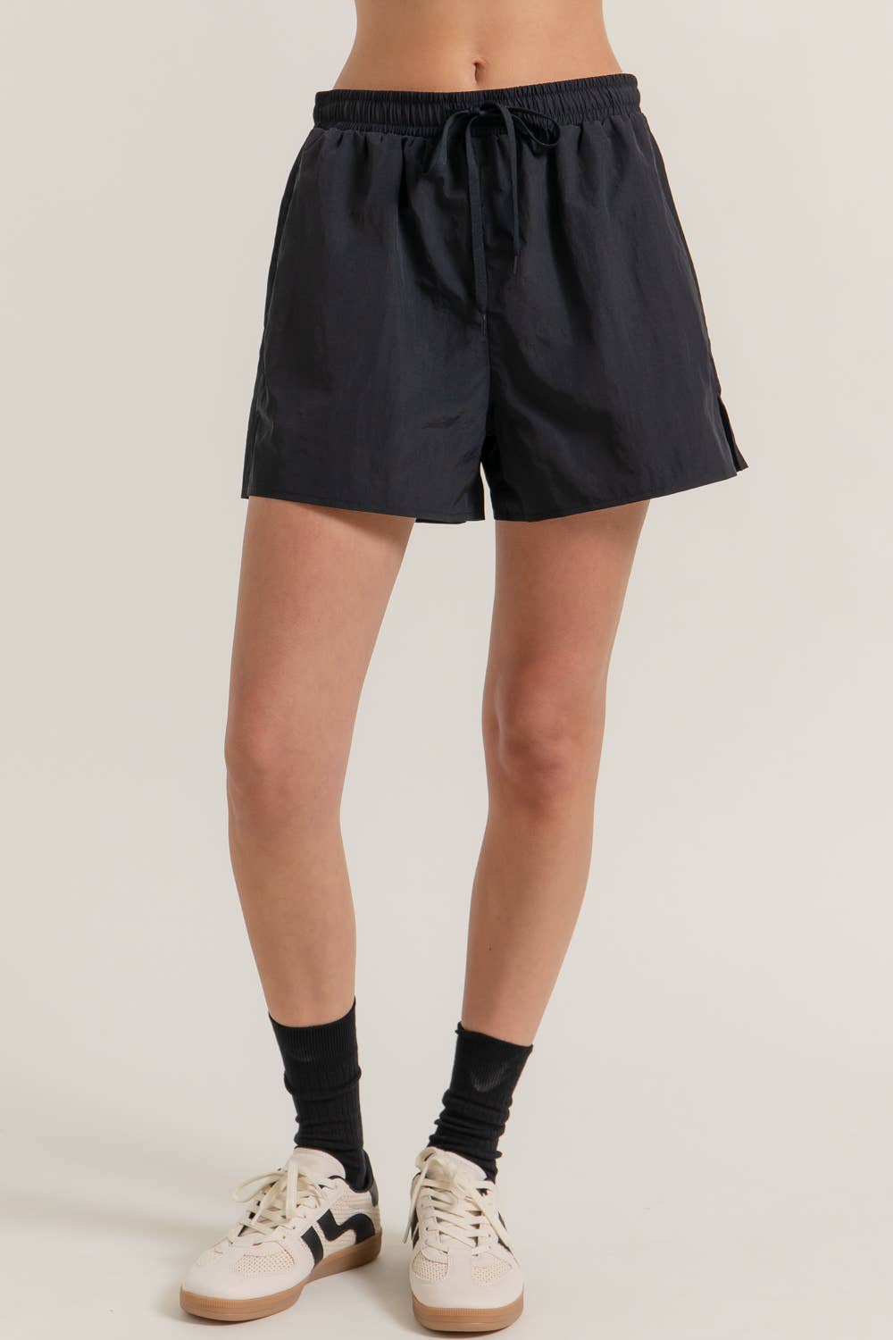 Anorak Fabric Side Slit Workout Shorts