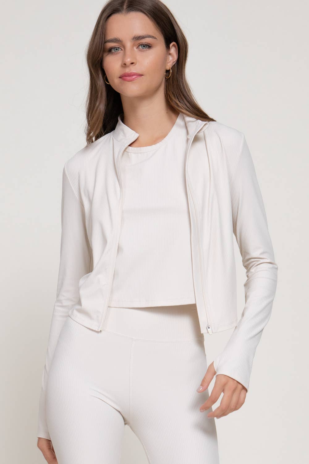Long Sleeve Workout Jacket with Side Seam Detail