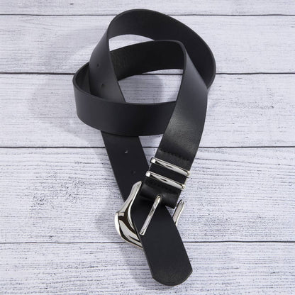 Wide Pu Belt With Organic Asymmetric Buckle