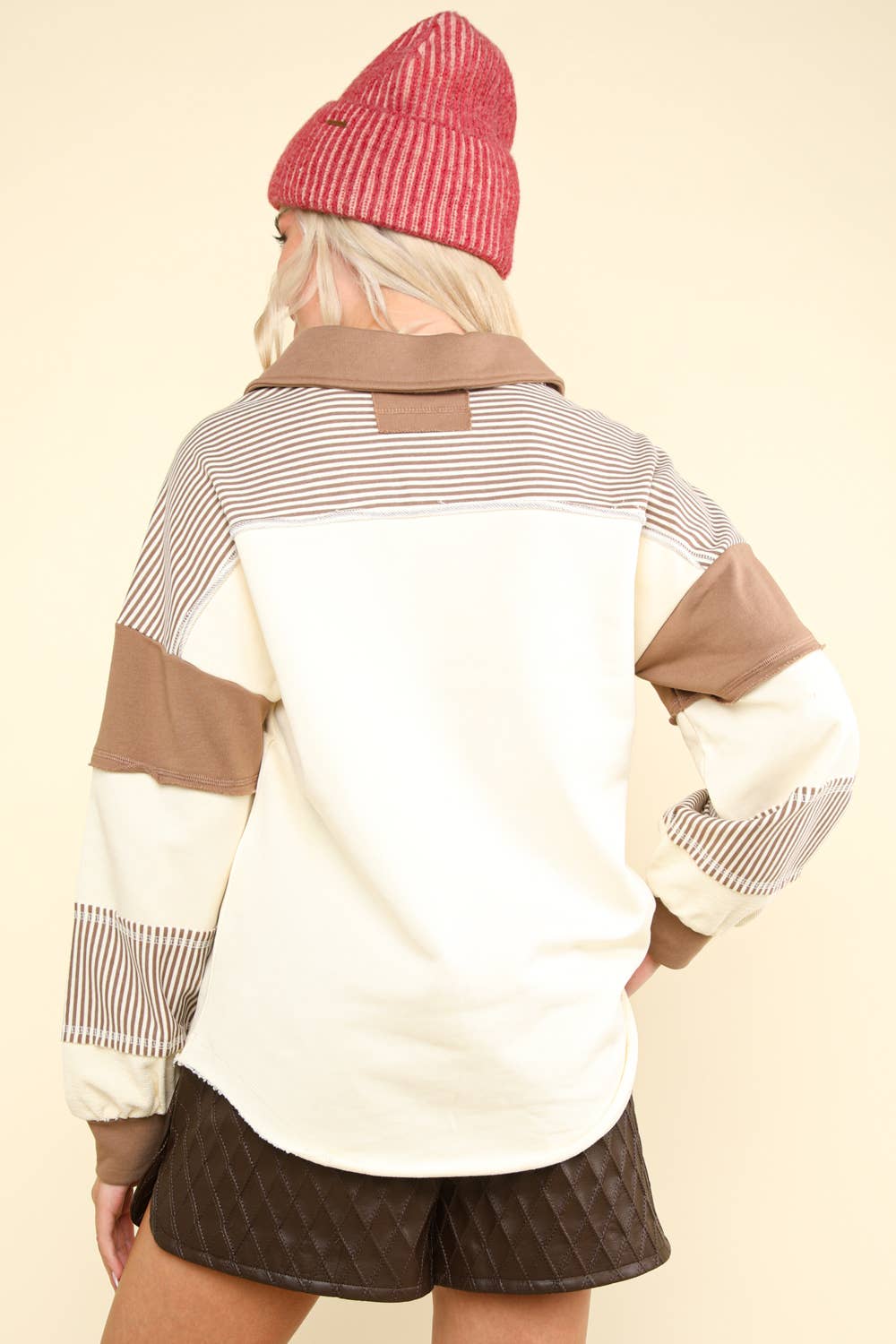 PLUS Color Block Oversized Casual Knit Top