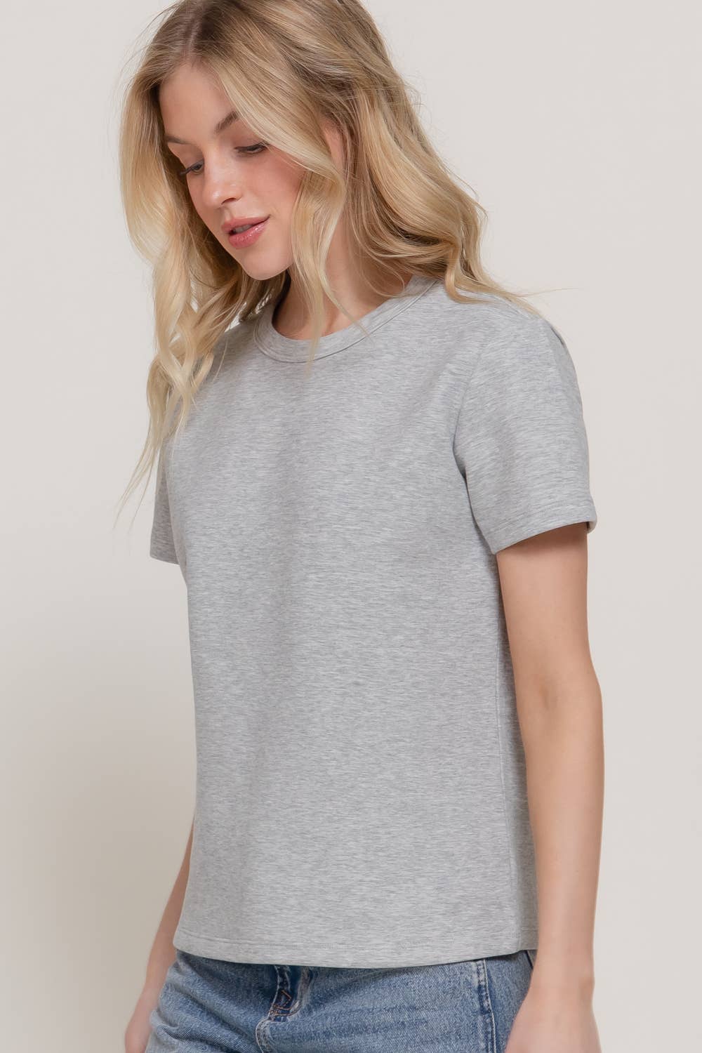 Short Sleeve Round Neck Soft Knit Jersey Top