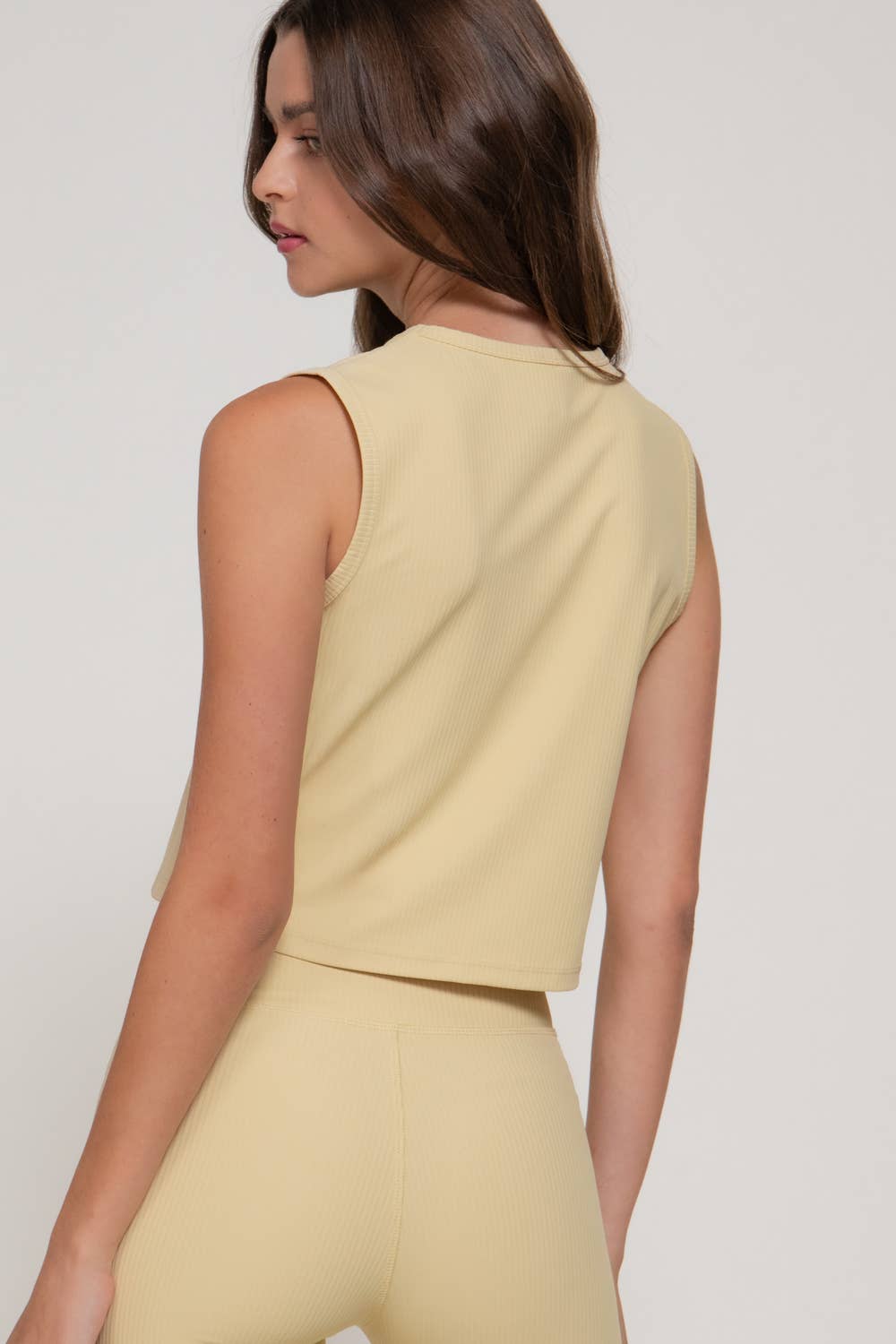Sleeveless Round Neck Ribbed Workout Top with Side Slit