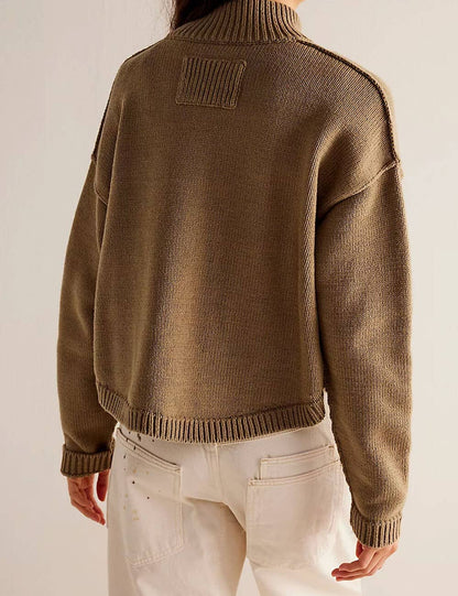 Button Front Dropped Shoulder Cardigan