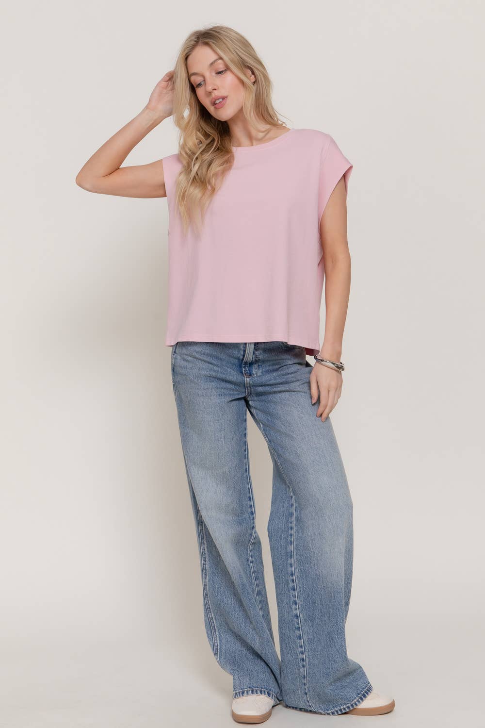Sleeveless Round Neck Garment Dye T-Shirt