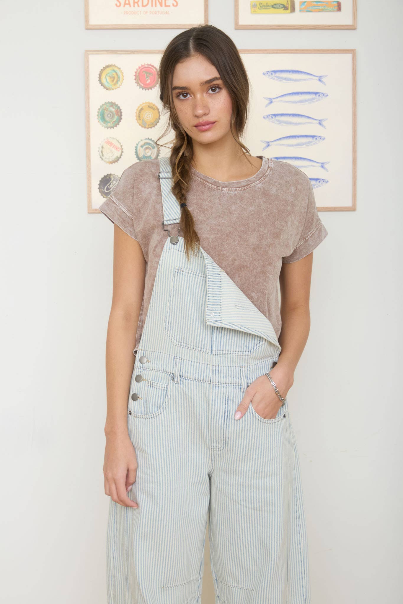 Washed Short Sleeve Boxy Knit Top