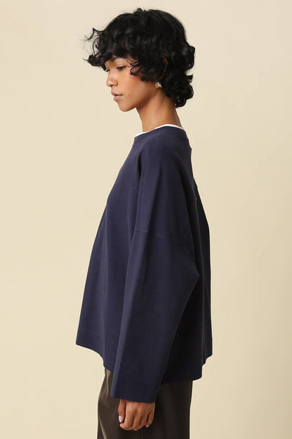 Jamie Contrast Round Neck Knit Top