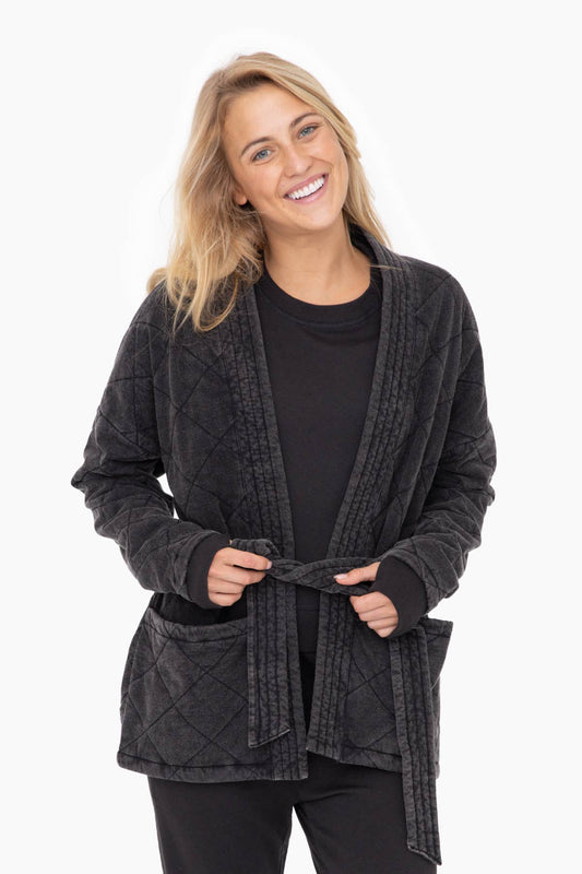 Quilted Mineral Washed Wrap Jacket
