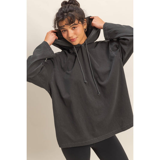 Oversized Hooded Long-Sleeve Top