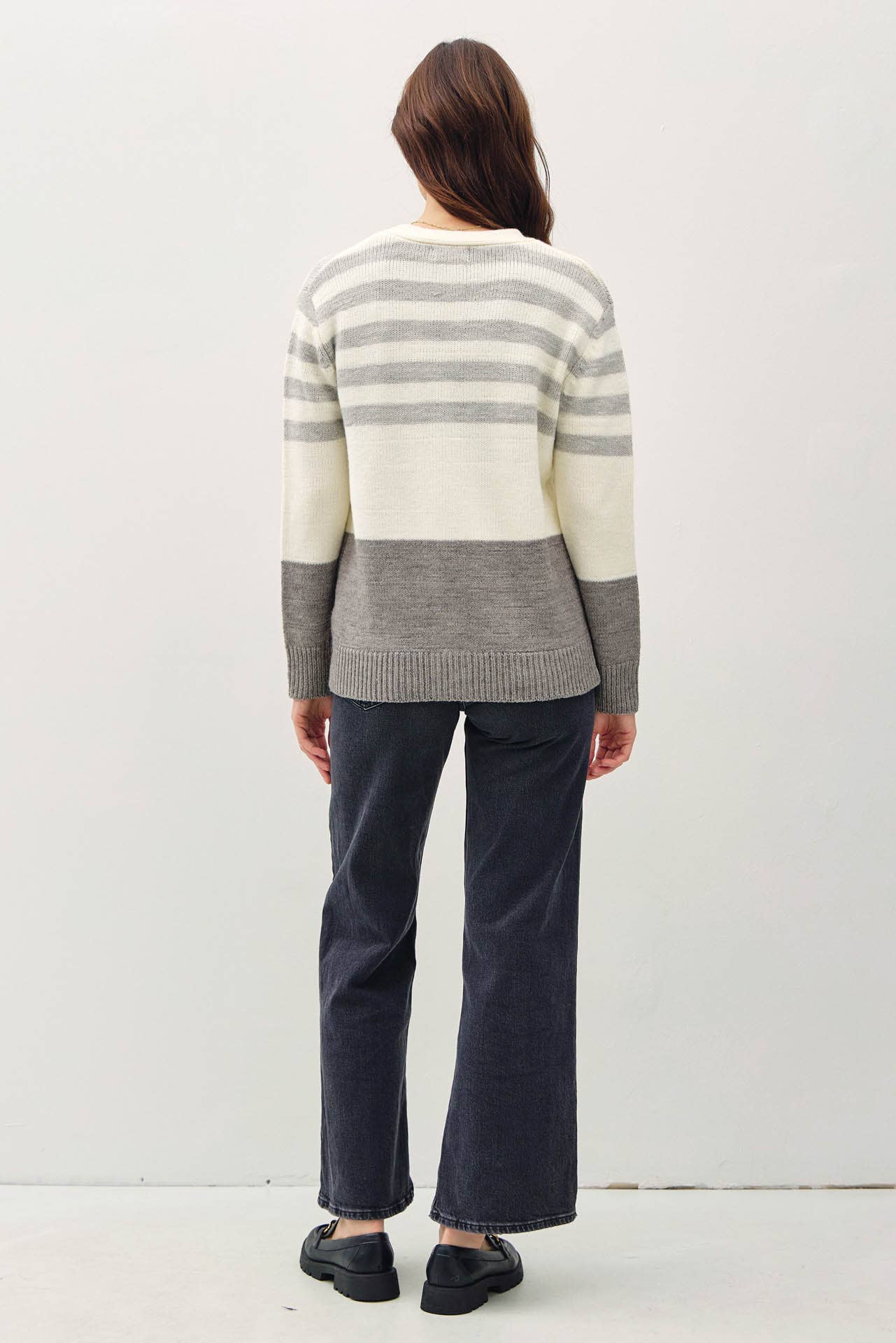 Striped Color Block V-Neck Cardigan