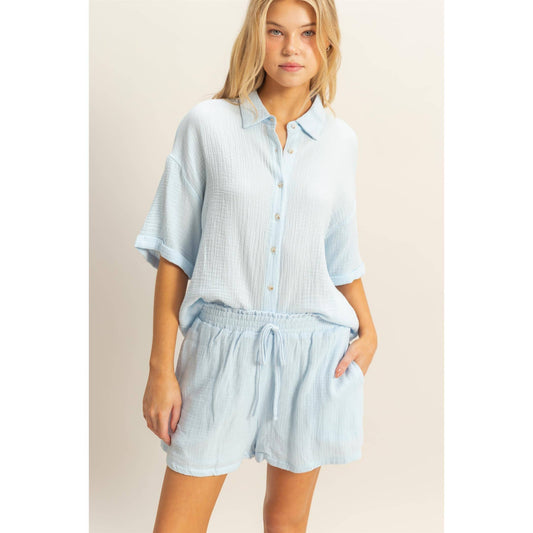 Relaxed Shirt And Flowy Shorts Set