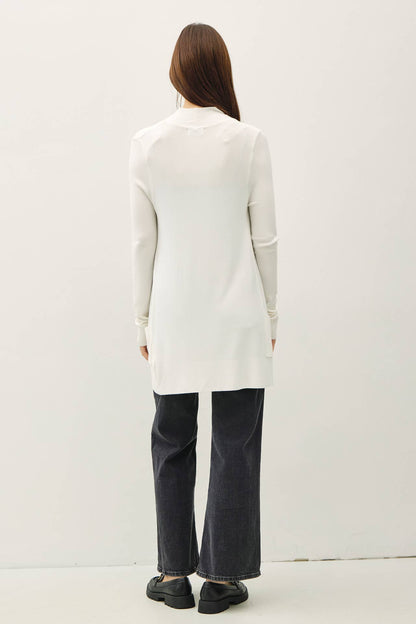 Cotton Blend Knit Open Front Cardigan