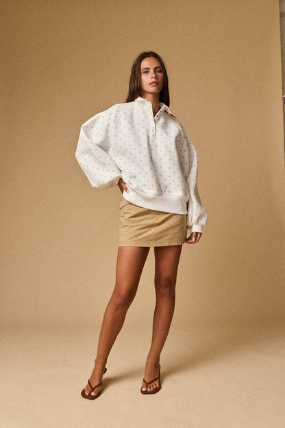 Addison Polka Dot Snap Button Pullover