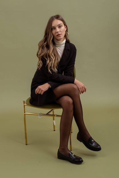 Collared Button Front Long Sleeve Tunic Blazer