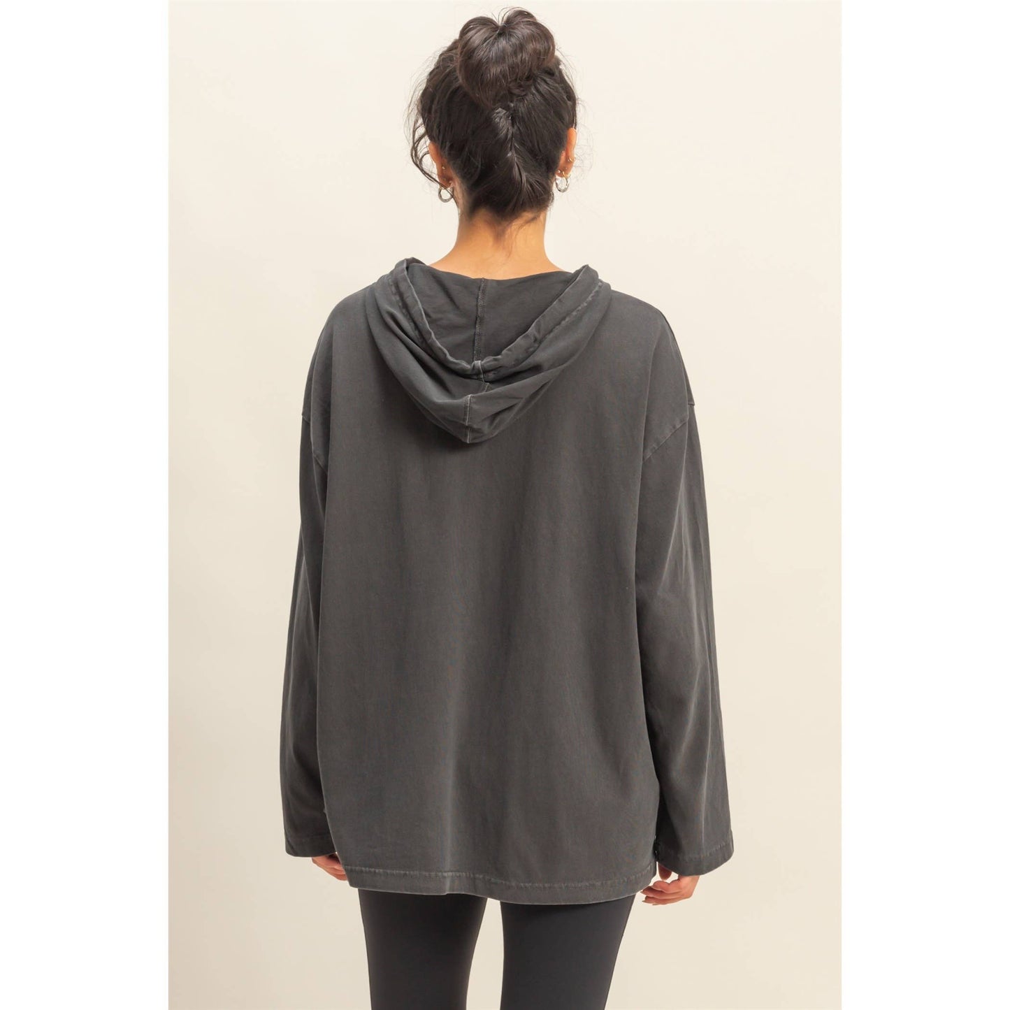 Oversized Hooded Long-Sleeve Top
